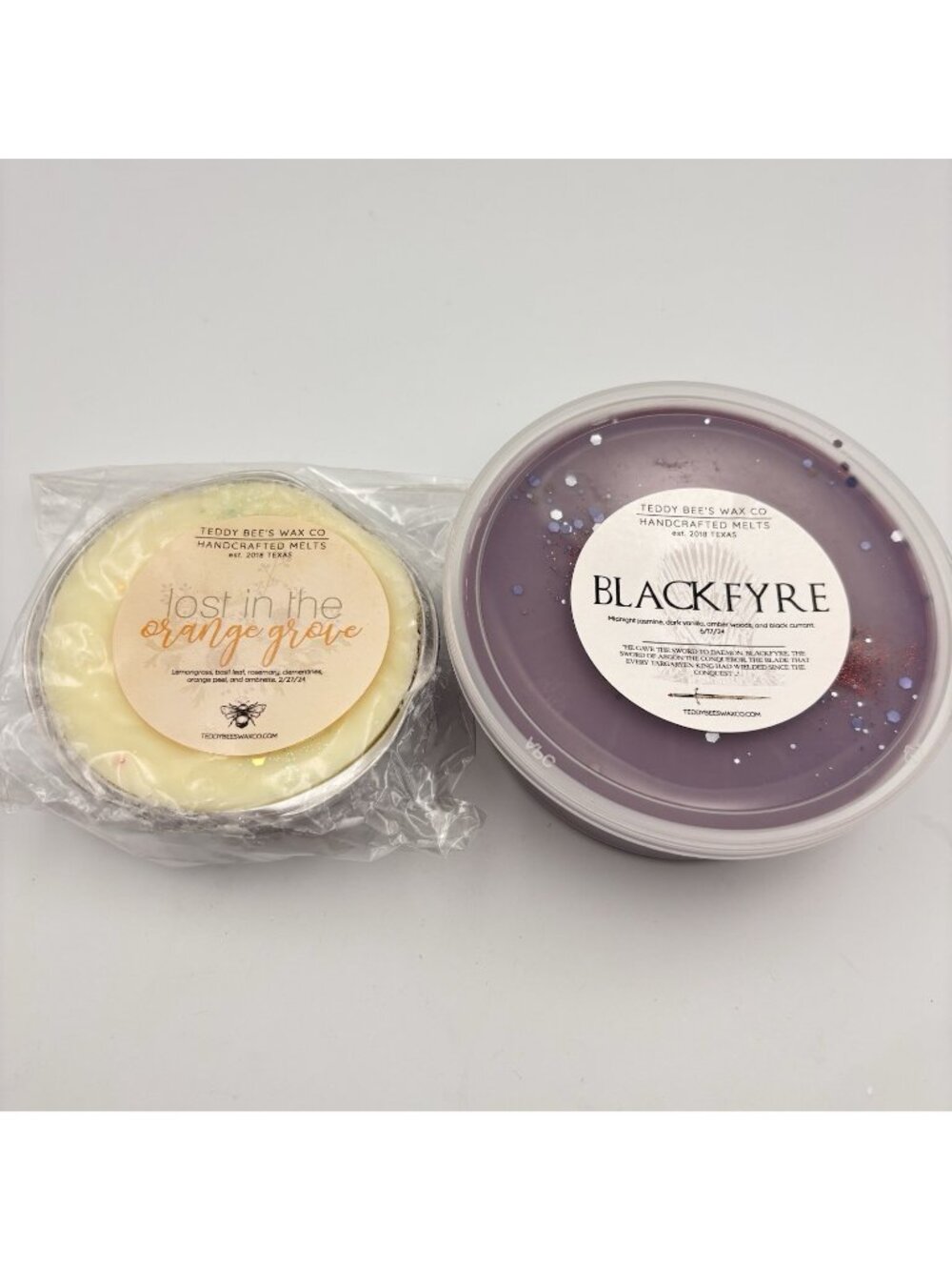 2 Teddy Bee’s Vendor Wax Melts Mixed Size Soufflés Black Fyre Lost Orange Grove